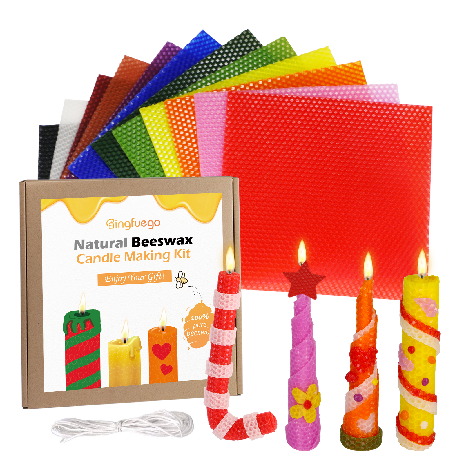 Bingfuego Beeswax Candle Making Kit for kids-12 Colors Beeswax Sheets for Candle  Making, Make You own Candle Making kit for Adults, 100% Pure Beeswax  Honeycomb Sheet DIY Craft Gift,8 x 8 inch – bingfuego